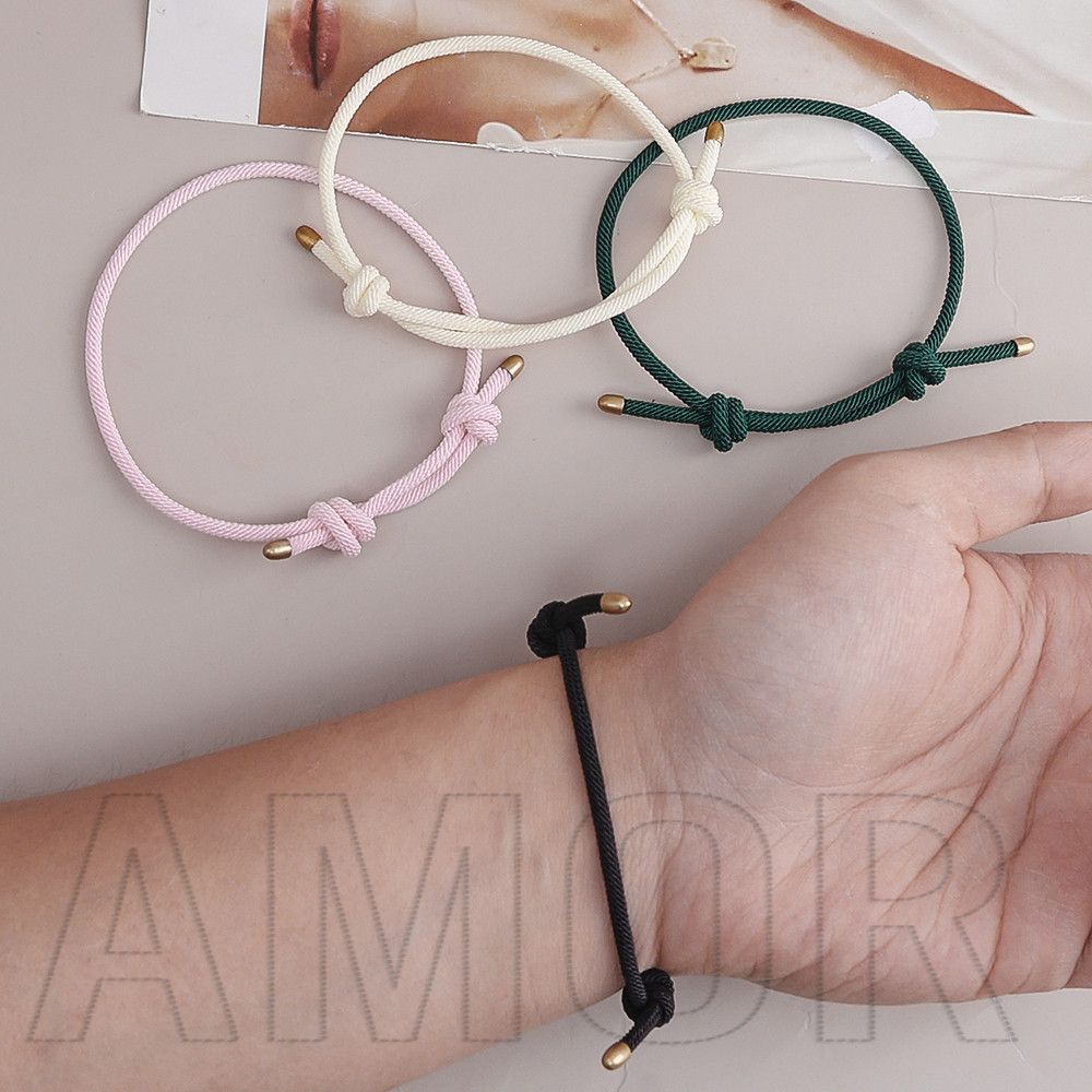 สร้อยข้อมือเชือกมิลาน - กําไลข้อมือถักเปีย - อุปกรณ์เครื่องประดับ - ทําด้วยมือ, ปรับได้, สีสันสดใส - ของขวัญเพื่อนที่ดีที่สุด - เชือกทอมือ - ด้ายแดง เชือกคู่