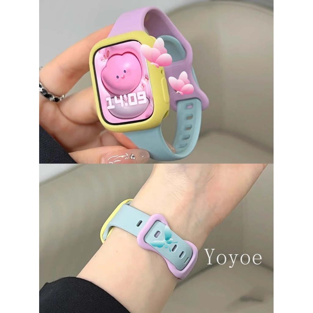เคสสี + สายนาฬิกาแบบนุ่มสําหรับ แอปเปิล ดู ชุด 10 46 9 อัลตร้า 2 49 มม. 44 มม. 40 มม. 45 มม. 41 มม. 42 มม. 38 มม. สร้อยข้อมือซิลิโคนสําหรับ ฉันดู 3 4 5 กับ 6 7 8