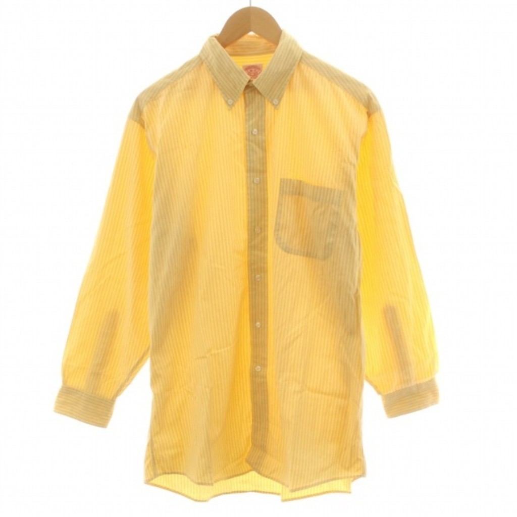 BROOKS BROTHERS Button Down Shirt Striped Casual Yellow Direct from Japan Secondhand