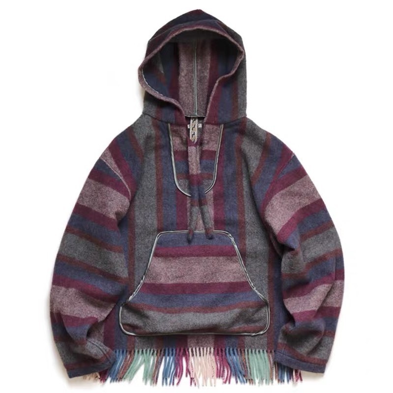 KAPITAL wool warm color patchwork loose hoodie