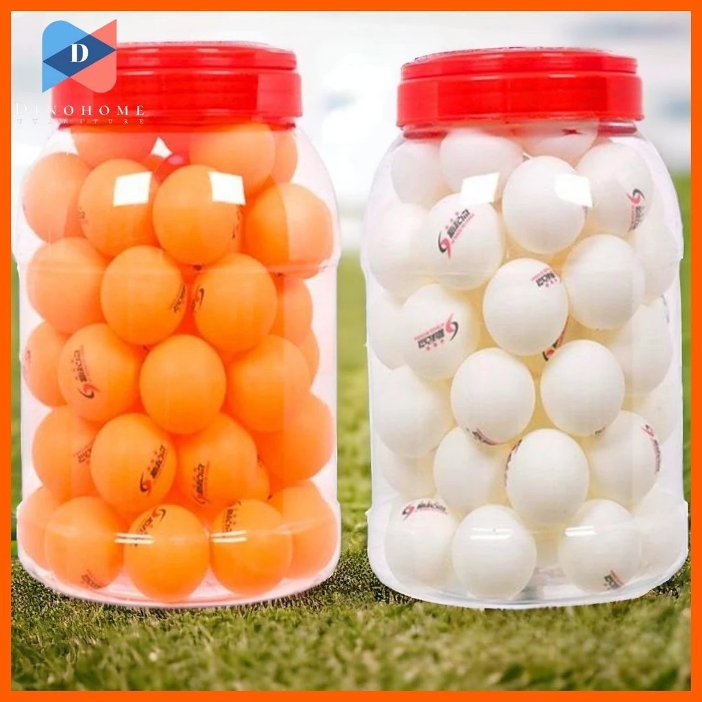 ⭐️ขายปลีก/ส่ง⭐️ลูกปิงปอง 1 ชุด 60 ลูก พร้อมโหลพลาสติกใส่ ปิงปองสีส้ม/สีขาว #T-0002