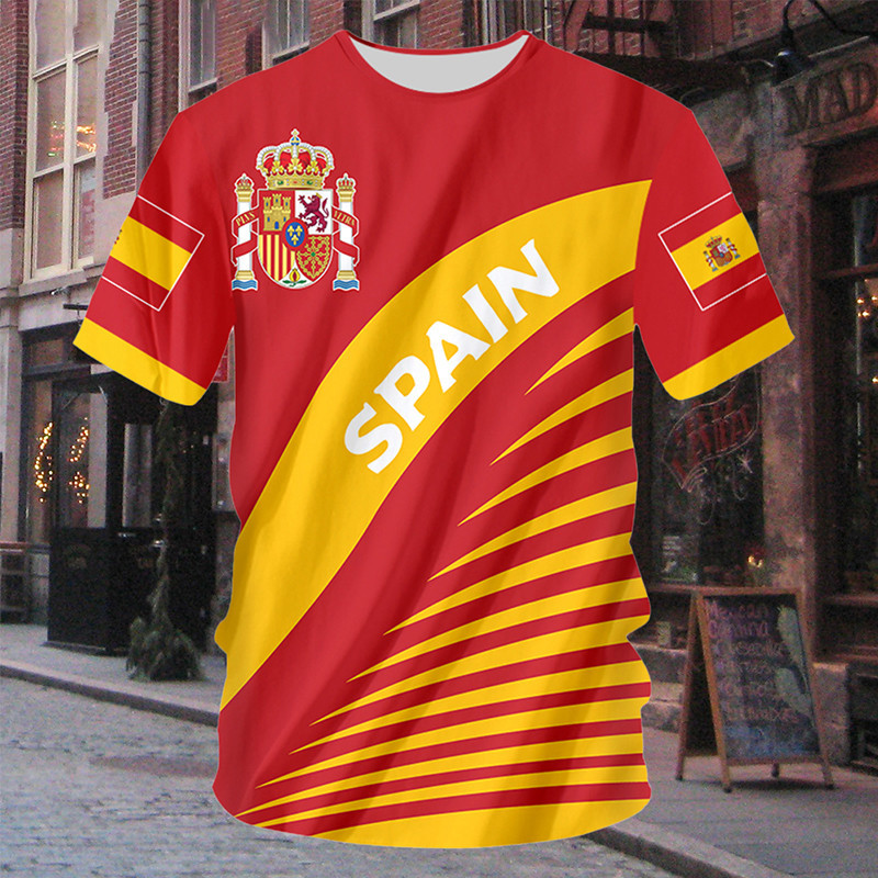 3D พิมพ์สเปนธงชาติ T เสื้อสเปนสัญลักษณ์ฟุตบอล Jersey ผู้ชายขี่จักรยานบาสเกตบอลฟุตบอล Top Tee เสื้อ Reino de España