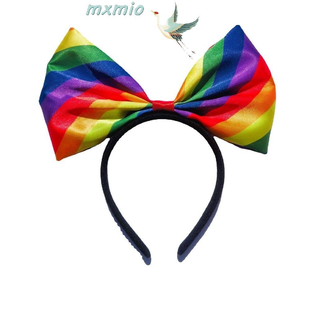 Mxmio ที่คาดผมโบว์สีรุ้ง ผ้าศิลปะ สวยงาม โบว์สีรุ้ง ที่คาดผม ของขวัญเด็ก ทนทาน วันภาคภูมิใจ ปาร์ตี้ ที่คาดผม อุปกรณ์ปาร์ตี้