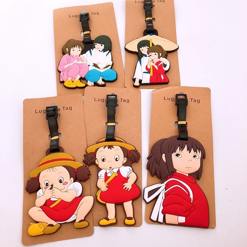 Hayao Miyazaki Spirited Away ป้ายแท็กกระเป๋าเดินทาง หนัง PU ขนาดเล็ก แบบพกพา