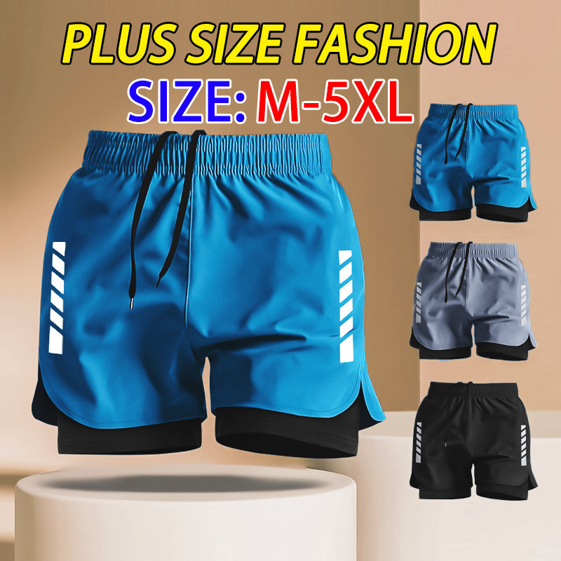 M-5XL กีฬากางเกงขาสั้นผู้ชาย ไซส์ใหญ่ แบบแห้งเร็ว ระบายอากาศได้ดี ความยืดหยุ่นสูง เหมาะกับใส่ออกกําลังกาย วิ่ง สําหรับผู้ชาย