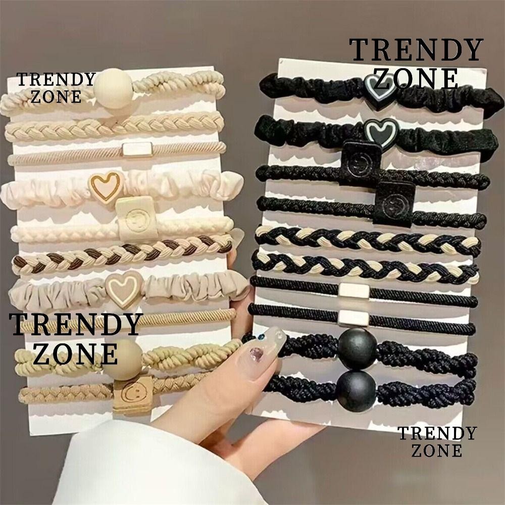 Trendyzone 5/10ชิ ้ นผูกผมถักชุด , ยางรัดผมที ่ เรียบง ่ ายเชือกผม , ตกแต ่ งหัวใจอุปกรณ ์ เสริมผมยืดหยุ ่ น Scrunchie ผู ้ ถือผมหางม ้ าผู ้ หญิง