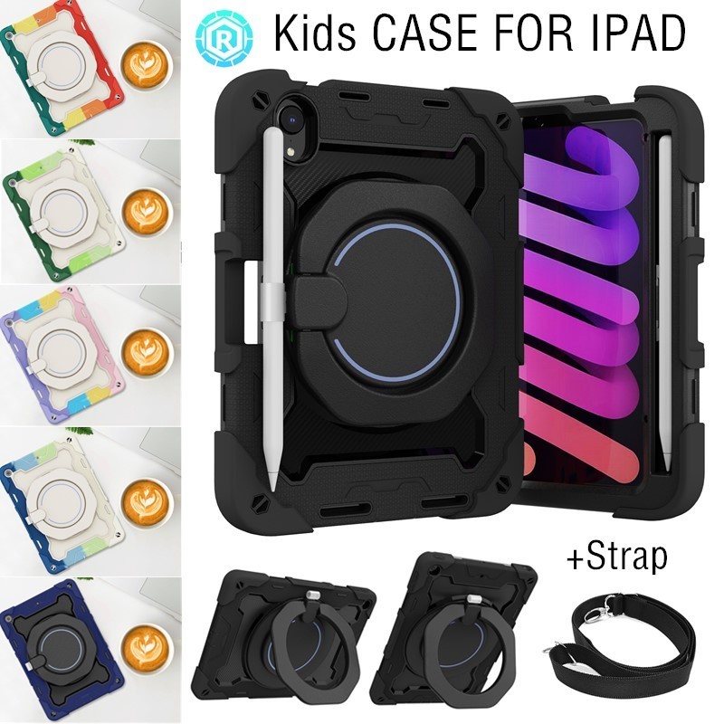 สําหรับ iPad 10th Gen 10.9 2022 Case, iPad Pro 11.12.9, iPad Air 5/ Air 4 เหมาะสําหรับเด ็ ก 360 Kickstand สายคล ้ องไหล ่ กันกระแทกสําหรับ iPad 9th 8th 7th 6th 5th Gen/ Mini 6 4 5