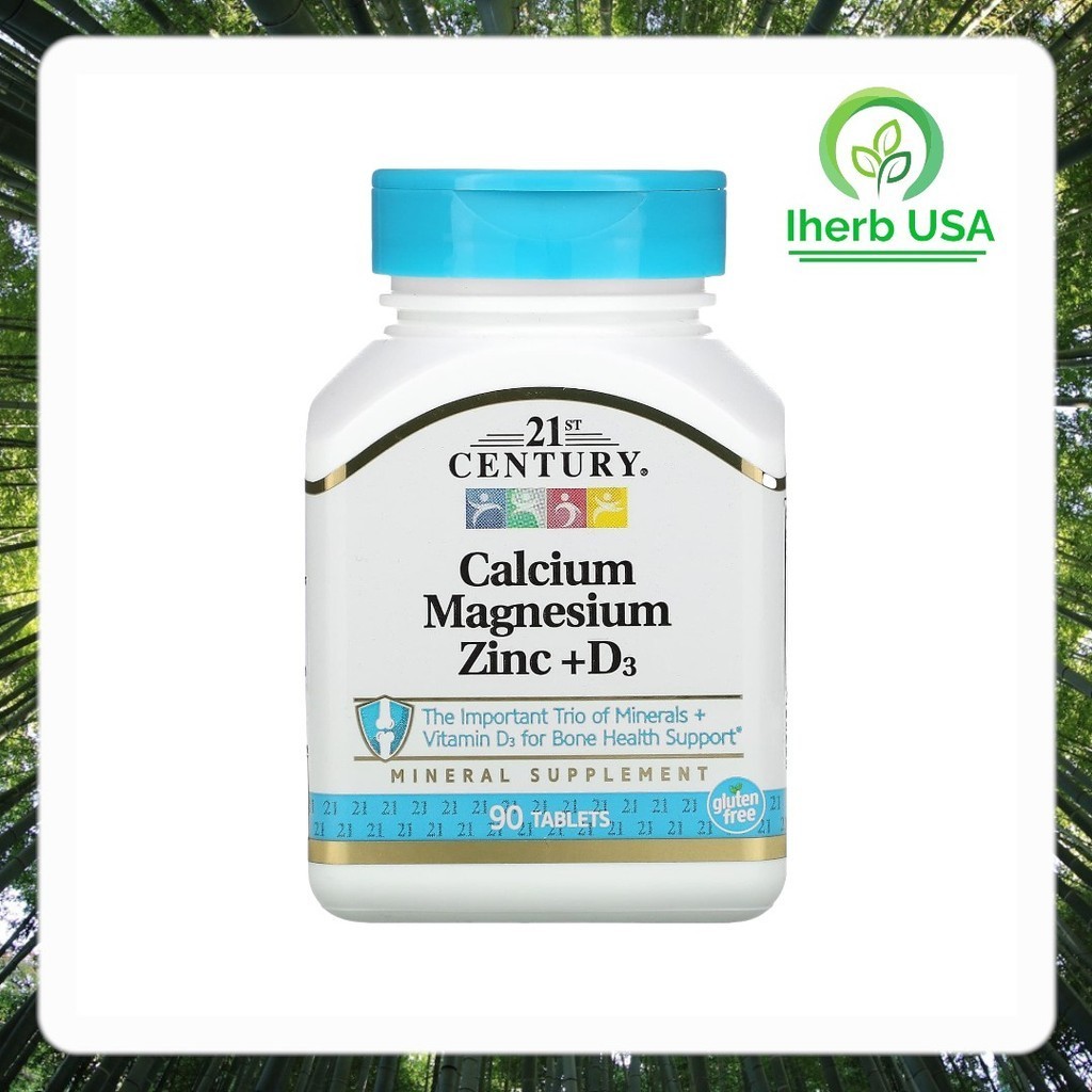 พร้อมส่ง 21st Century Calcium Magnesium Zinc + D3 90 Tablets