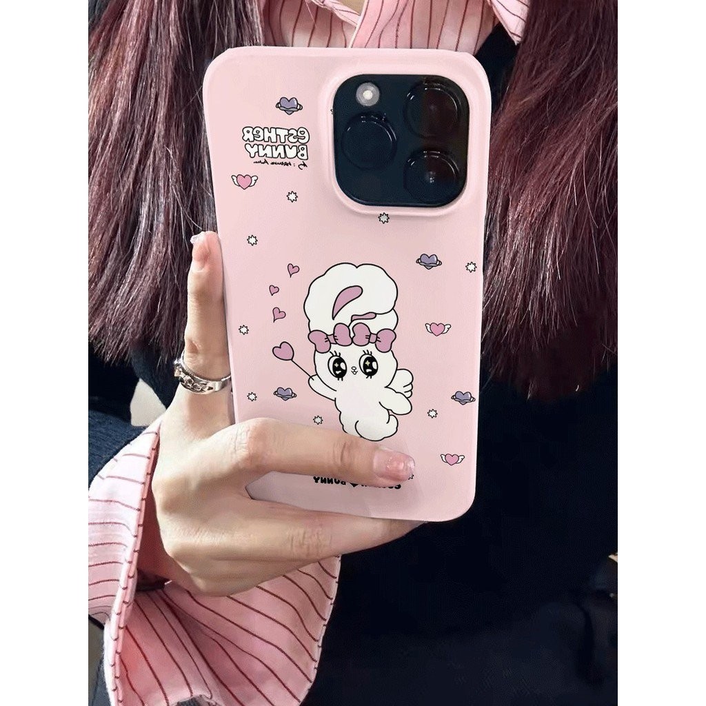 เคสโทรศัพท์ เหมาะสําหรับ iPhone 7 8 Plus x xs xr xsmax 11 12 13 14 15 Pro max ins สไตล์เกาหลีฟิล์ม Foundation Love Rabbit เคสแข็งกันกระแทกรวมทุกอย่างหลุมขนาดใหญ่ป้องกันกรณีเชลล์ N1GD