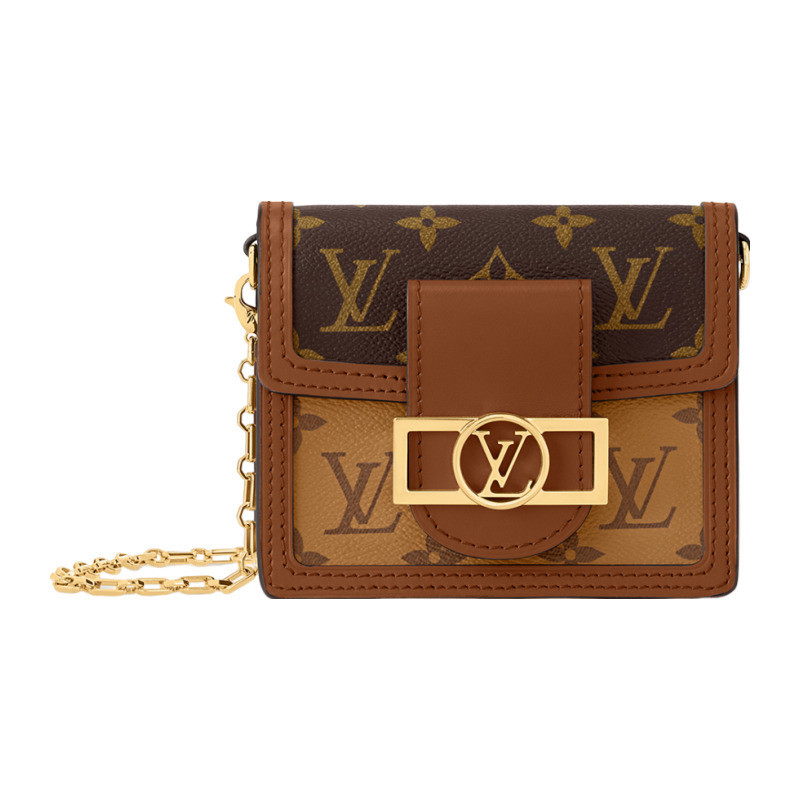 LV/Louis Vuitton Women's Bag MICRO DAUPHINE Brown Classic Coated Canvas Mini One Shoulder Crossbody