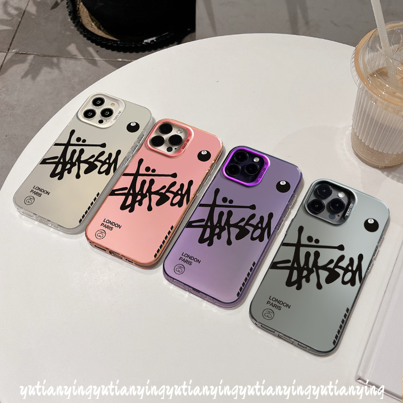 ความคิดสร้างสรรค์แฟชั่นศิลปะภาษาอังกฤษgraffitiปลอกสําหรับiphone 7Plus 13 11 14 15 12 Pro Max 8 7 Plus X XR XS Max SE 2020 หรูหราชุบโลหะเลนส์กันกระแทกปกอ่อน