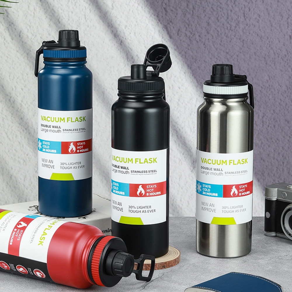 กระติกน้ำ ฝาใหม่1หัว ดูด+ดื่ม 600ml 800ml 1000ml 1200ml 1800 สแตนเลสเกรด316 กระบอกน้ำ ขวดน้ำ ได้ยาวนาน กระติกน้ำร้อนพกพา