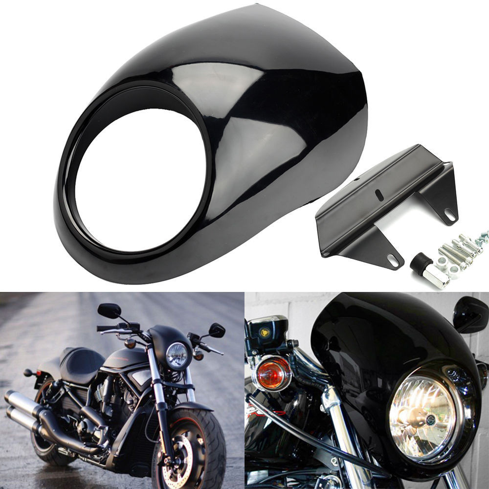 CH Motorcycle Front Headlight Fairing Cowl For Harley V ROD Dyna FX Sportster XL Black