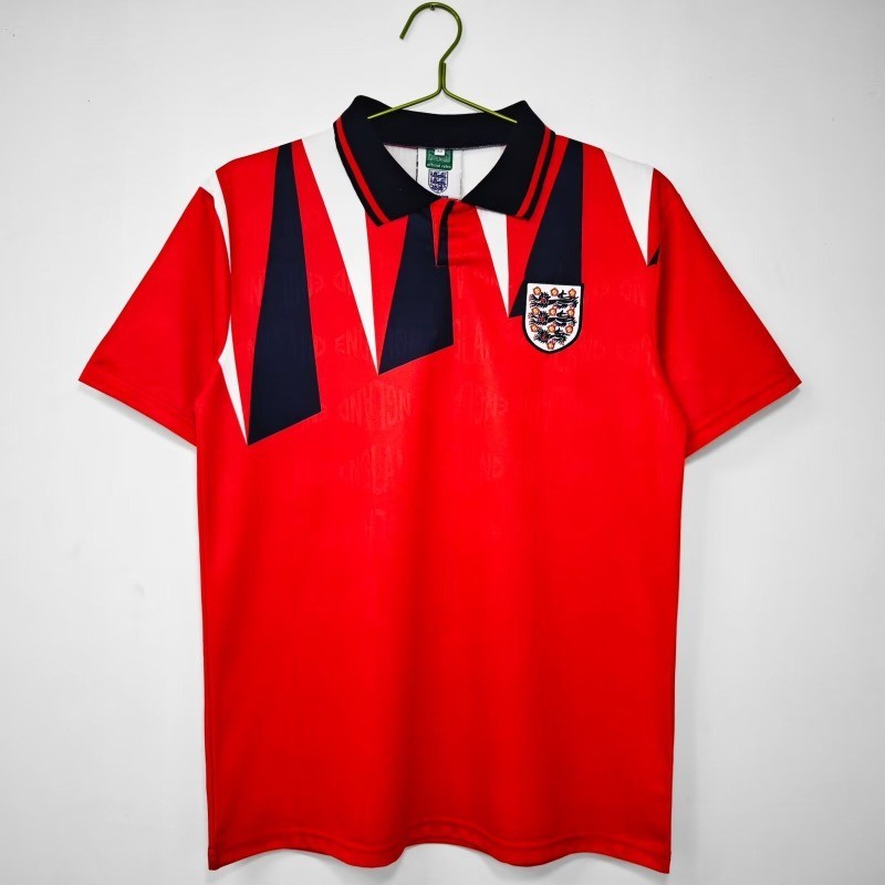 England Away Vintage Short Sleeve Jersey 1992 Season S-XXL Adult Quick Dry Sports Soccer Jersey AAA