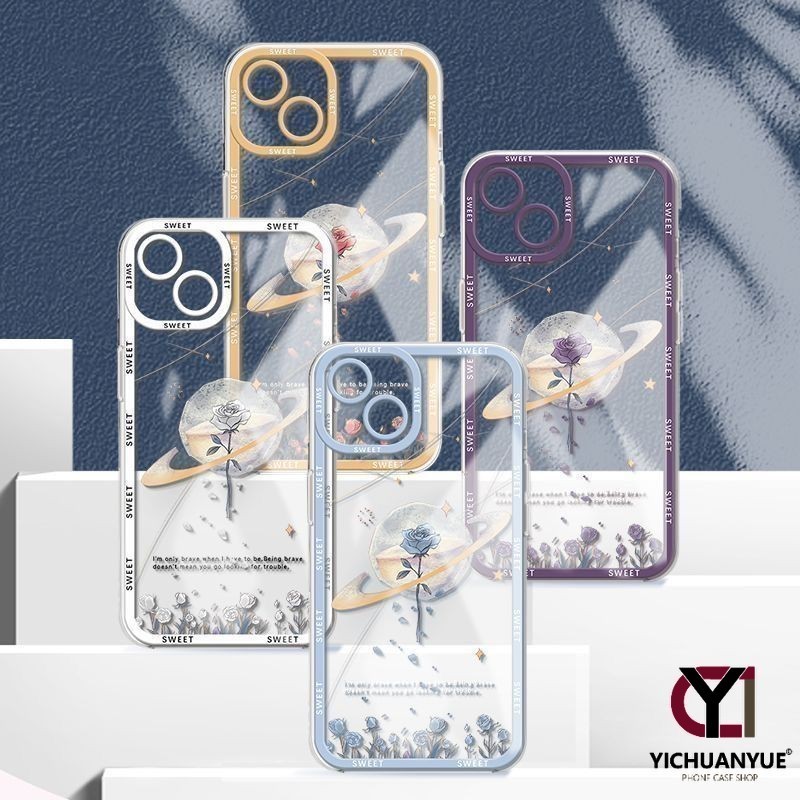 สำหรับ iPhone 11 13 12 14 15 7 8 Pro MAX 14Plus XS MAX XR Planet Rose Cartoon Pattern เคสโทรศัพท์ Angel Eye เคสไอโฟนสวยๆ