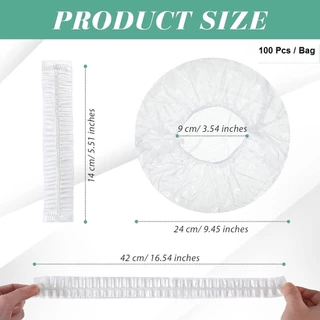 หมวกใส่อาบน้ำ Poly Ethylene PE คุณภาพดีหมวกพลาสติกใสตัวหนอน เเพ็ค 50/100 ชิ้น Disposable Shower Cap