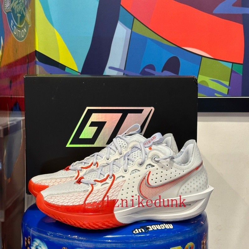 NK Zoom GT Cut 3 สีขาวสีแดง Low Tube Training รองเท้าบาสเก็ตบอลต่อสู้จริงรองเท้าผู้ชาย DV2918-101