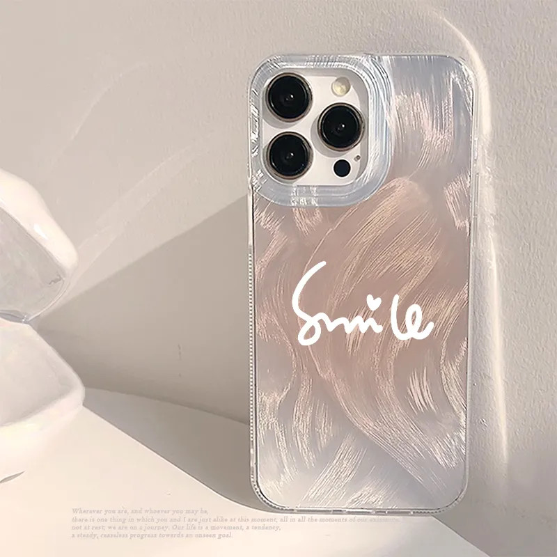[จัดส่งในพื้นที่] เคสโทรศัพท์เส้นด้ายขนนกยิ้มเข้ากันได้กับ iPhone12 13 14 15 11Pro MAX X XS 6 7 8 Plus SE 2020 phonecase