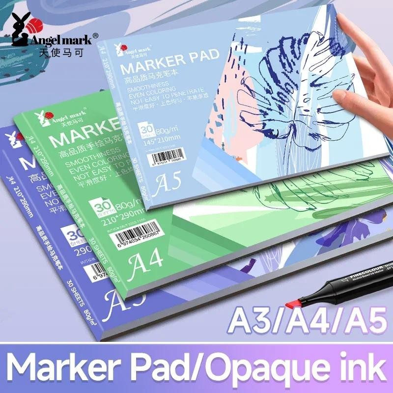 Angelmark A3/A4/A5 Marker Pad 80gsm 30 แผ ่ น Sketch Drawing Notepad ภาพวาดหนังสือสําหรับสมุดวาดภาพมือสําหรับอุปกรณ ์ ศิลปะ