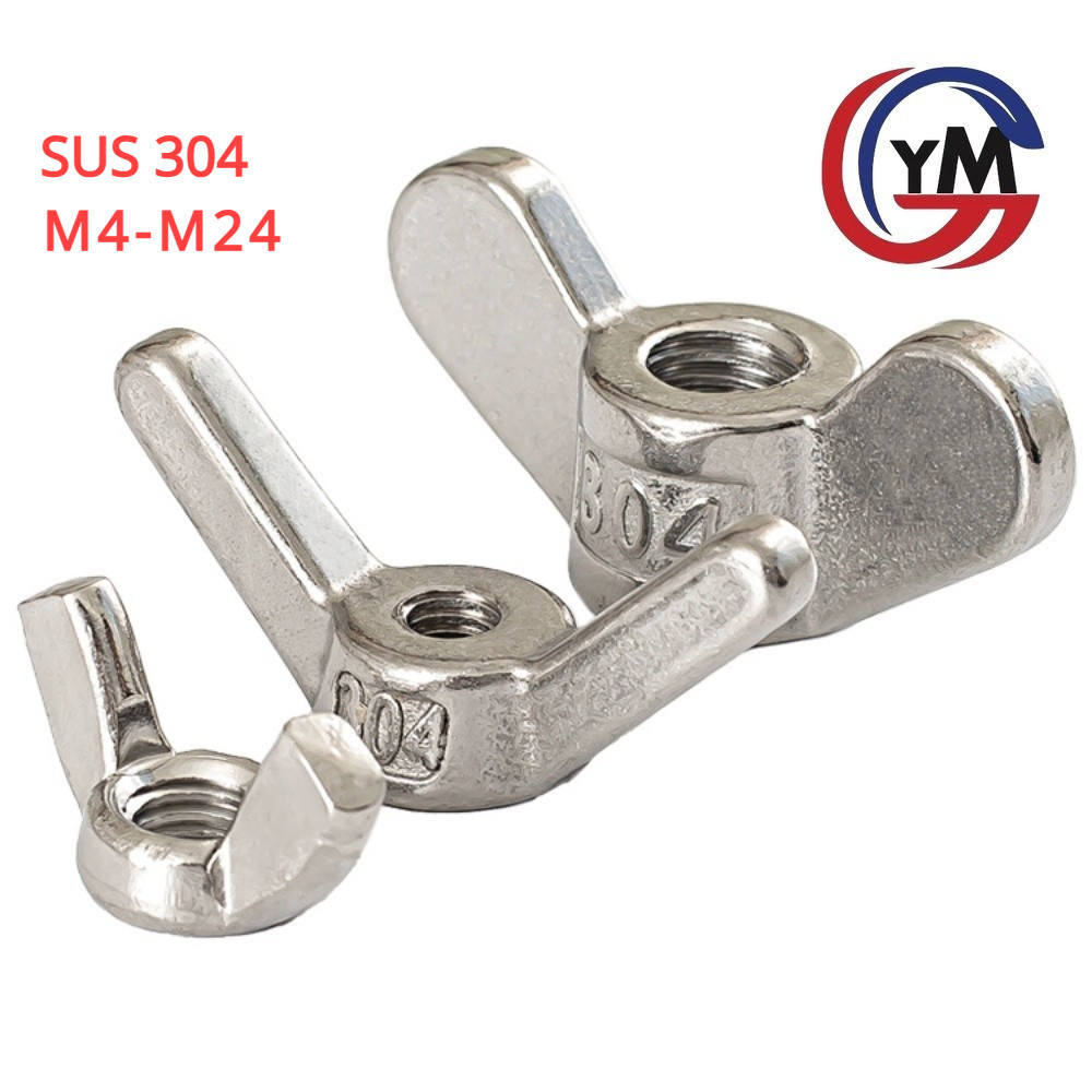 [ Ymh1] หัวน็อต ตัวเมีย หางปลา ปีก สี่เหลี่ยม สแตนเลส 304 เกลียวมิล หยาบ M4-M24 / Wing Nut Rectangular SUS304