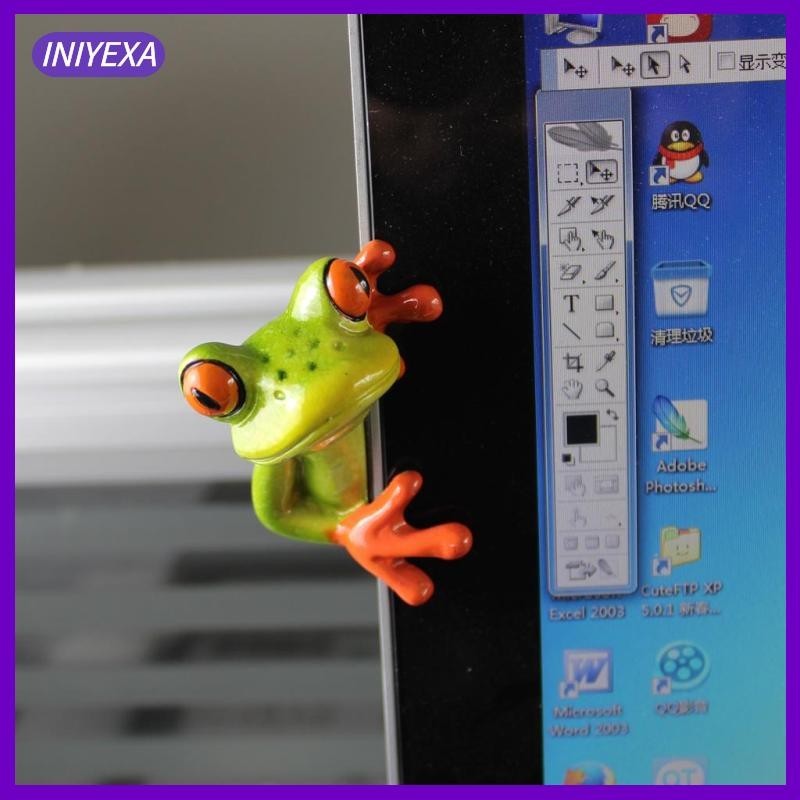 [Iniyexa ] ตุ ๊ กตากบเรซิ ่ นแปลกใหม ่ 3D กบรูปปั ้ นตกแต ่ งสําหรับรถโต ๊ ะคอมพิวเตอร ์