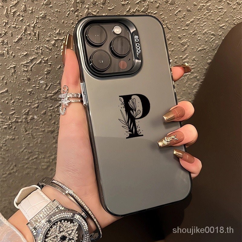 Silver ตัวอักษรภาษาอังกฤษ drop resistance เคสโทรศัพท ์ สําหรับ iPhone 11 12pro 13 7 8plus Xs XR xsmax 14plus 15promax
