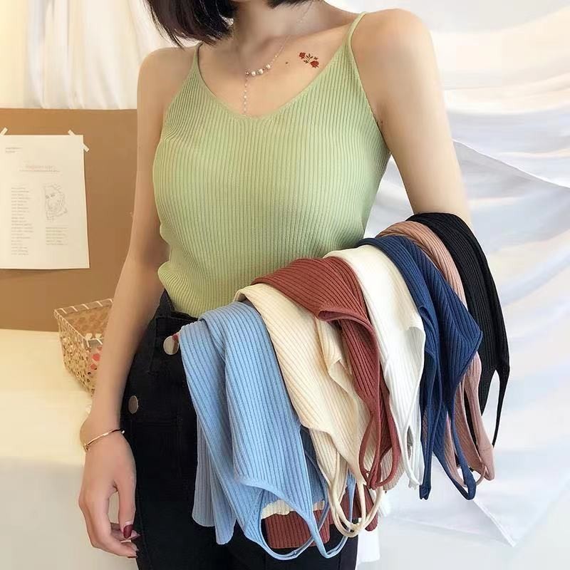 ขนาดบวก ส-3เอ็กแอล ผู้หญิงแฟชั่นเสื้อกล้ามสายเดี่ยวหลายสีสายเดี่ยวเสื้อกล้ามขนาดใหญ่ถักฤดูร้อนเสื้อกล้าม