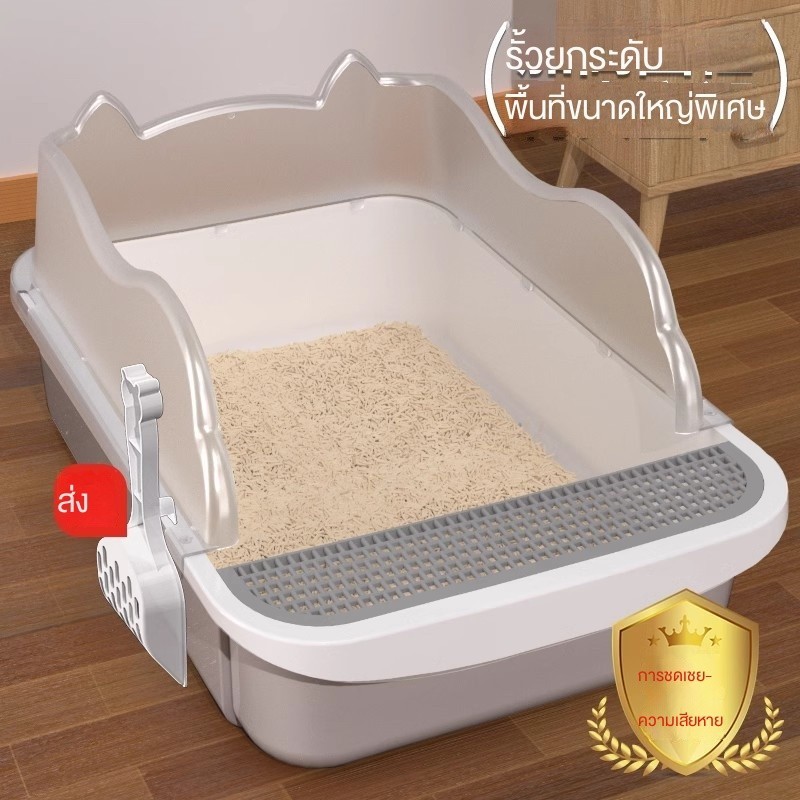 กล ่ องครอกแมวขนาดใหญ ่ หนากึ ่ งปิด Splash-Proof ลูกแมวห ้ องน ้ ําในครัวเรือนอุปกรณ ์ แมวกล ่ องครอกแมว