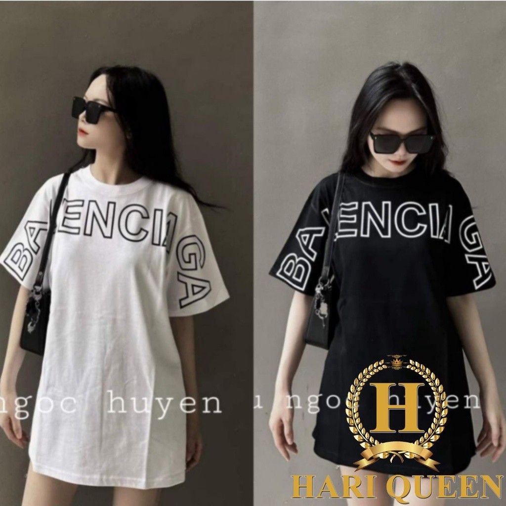 เสื้อยืด Balen พิมพ์ลายตัวอักษรกลวงก่อนรูปแบบกว้างที่สวยงามใหม่ HARIQUEEN - hottrend 2023 เสื้อยืดผ้าฝ้าย Unisex