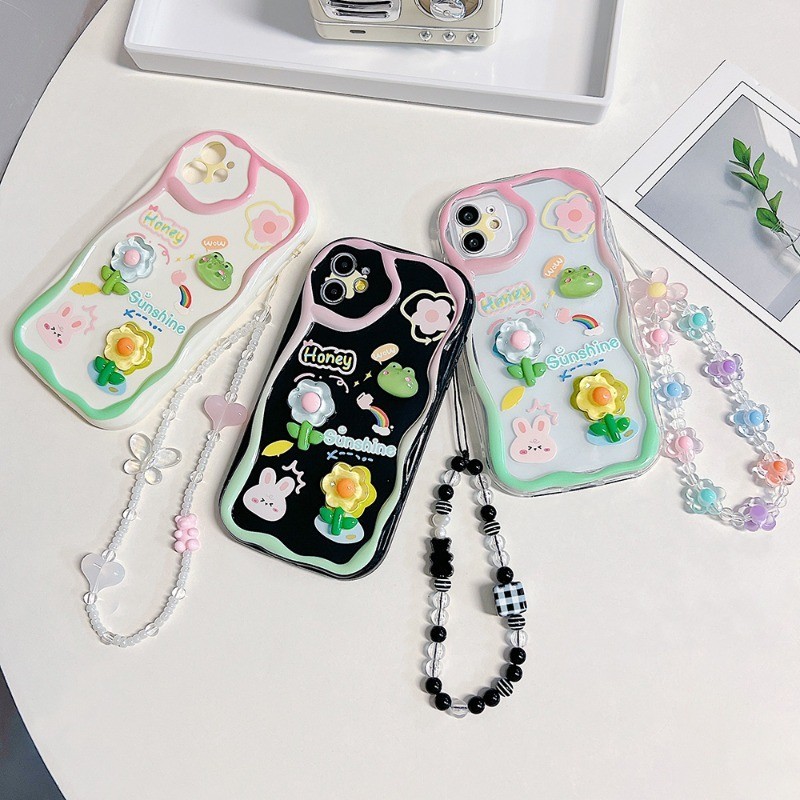 เคสโทรศัพท์มือถือขอบคลื่น For Samsung A54 5G A35 5G A55 5G S24 Ultra S23 Ultra A05 A34 A14 A13 A52 A50S A04E Flower เคส