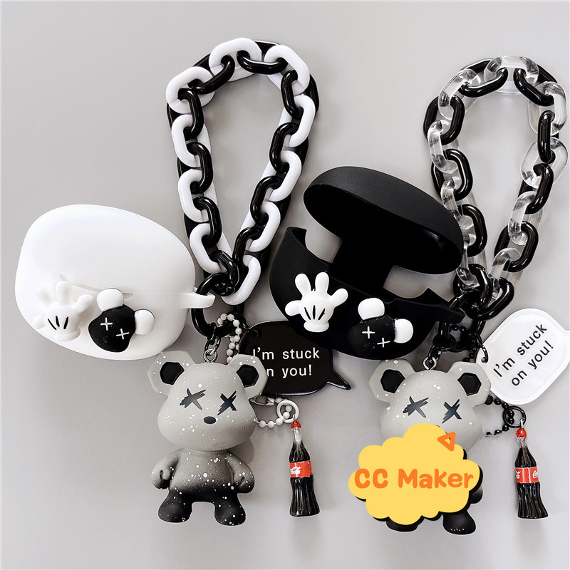For EDIFIER X5Pro Case Cartoon Bear Bracelet Keychain Pendant EDIFIER Z3Pro Silicone Soft Case EDIFI