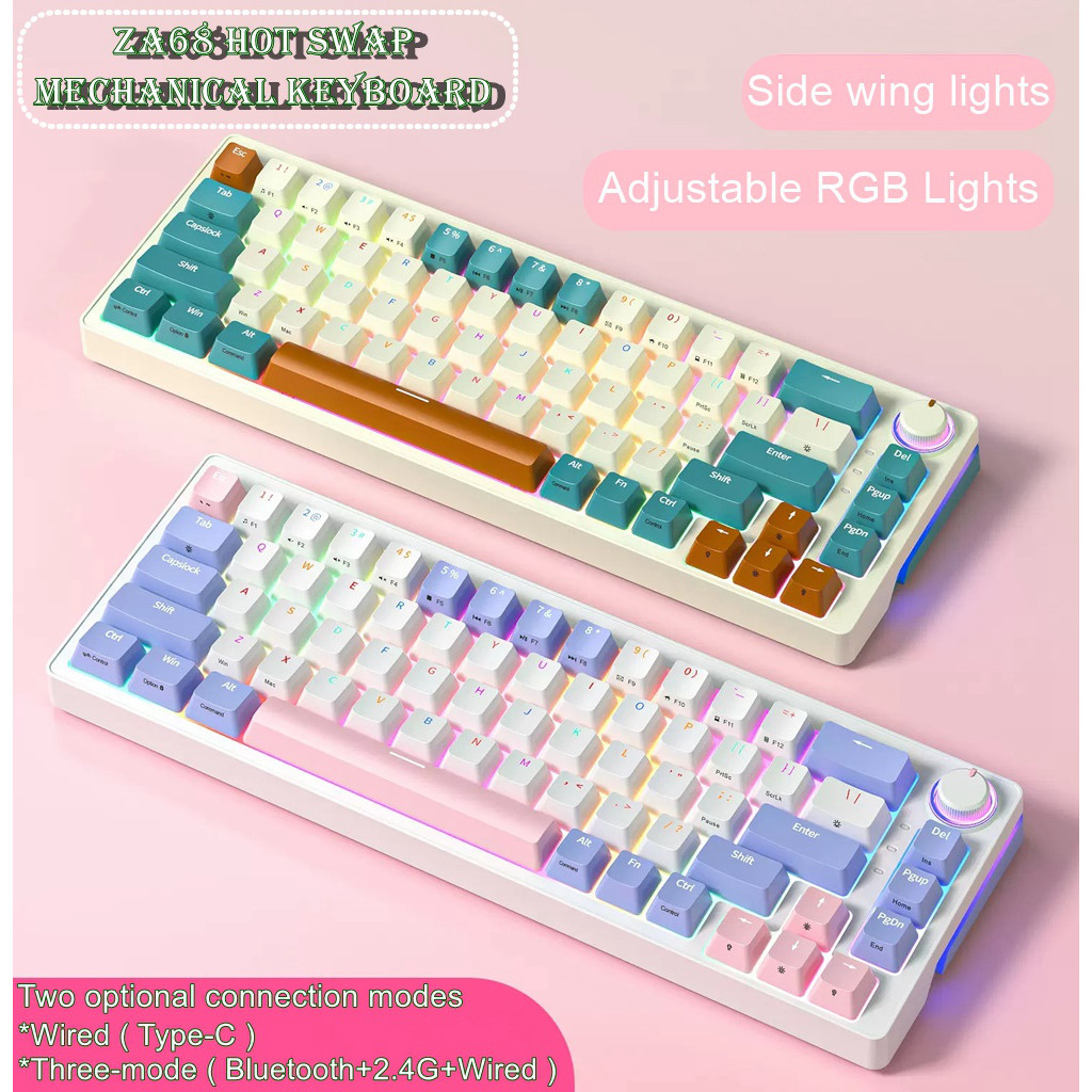 Za68 Pro คีย์บอร์ดเชิงกลไร้สาย Rgb 68 คีย์ สําหรับคอมพิวเตอร์ โน้ตบุ๊ก เดสก์ท็อป [dY5a08]