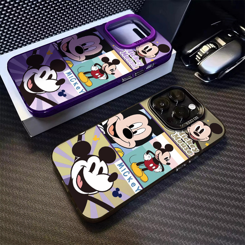 แฟชั่นและสร้างสรรค์แยกหน้าจอ Mickey เคสโทรศัพท์สําหรับ IPhone 15 14 13 12 11 Pro Max Xr X Xs Max 15plus 7/8 Plus Se2020 ขายเหมือนเค้กร้อนซิลิโคนเคสโทรศัพท์