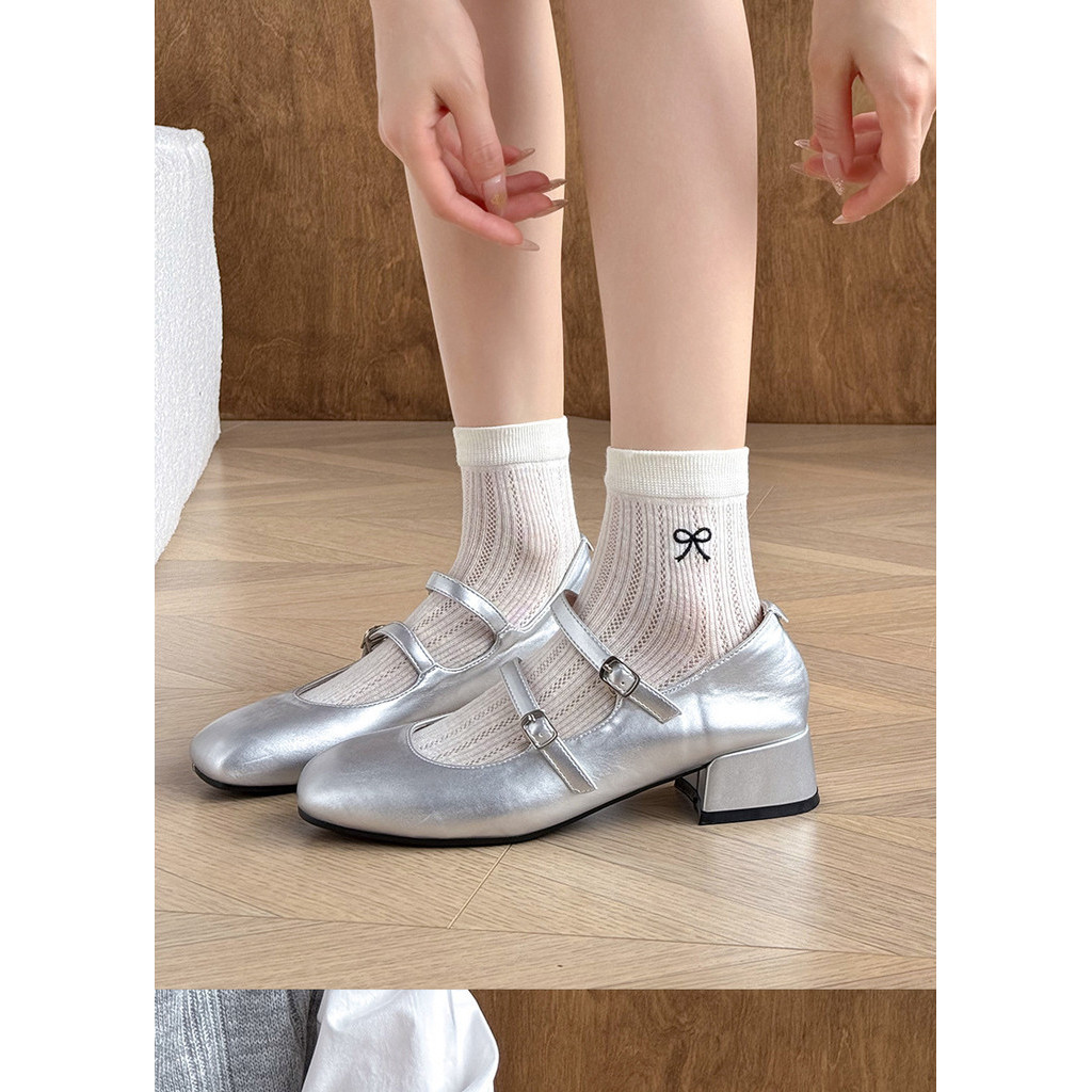 Summer Thin Boneless Socks Bowknot Summer Mesh Breathable Socks Japanese miu Style-Hollow White Socks