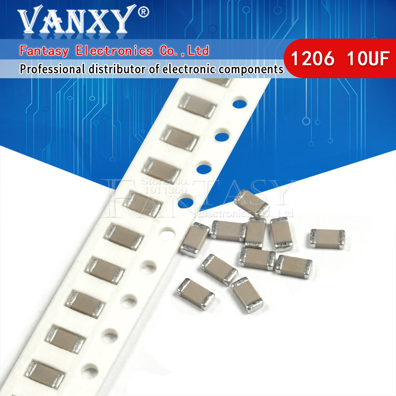 100 ชิ้น 10uF X5R ข้อผิดพลาด 10% 16V 1206 106 smd ตัวเก็บประจุอิเล็กทรอนิกส์ส่วนประกอบ