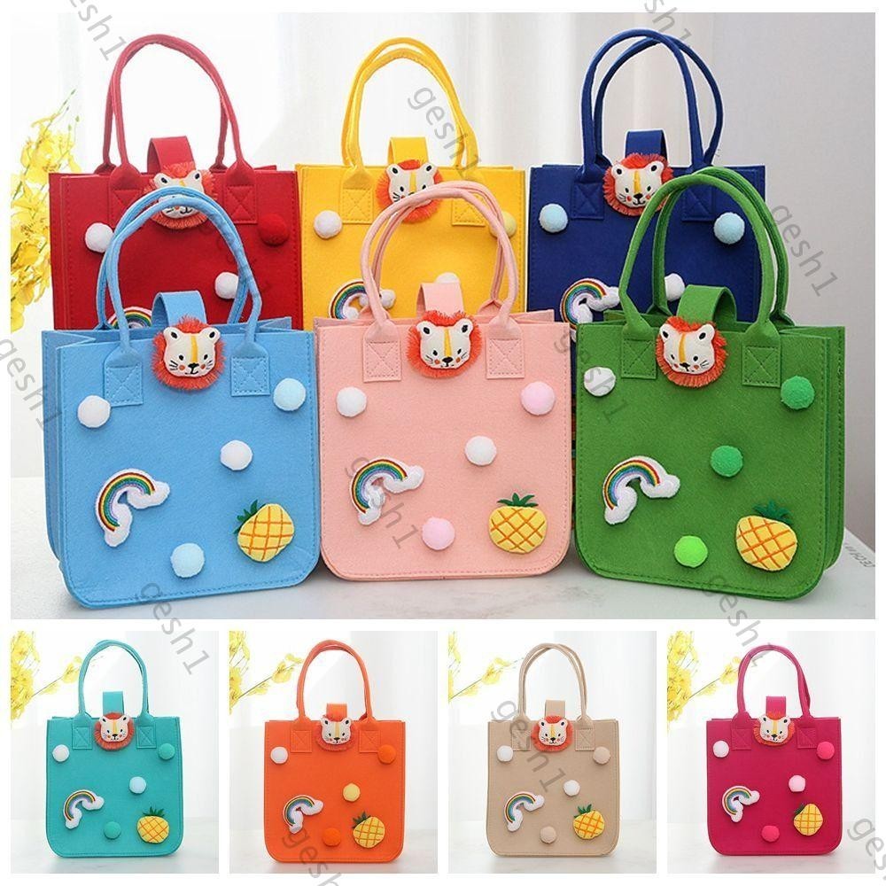 Gesh1 Felt Bag, Simple Pattern Cartoon Felt Tote Bag, for Party Daily Gift for Women Girls Shopping Cartoon Felt Bag