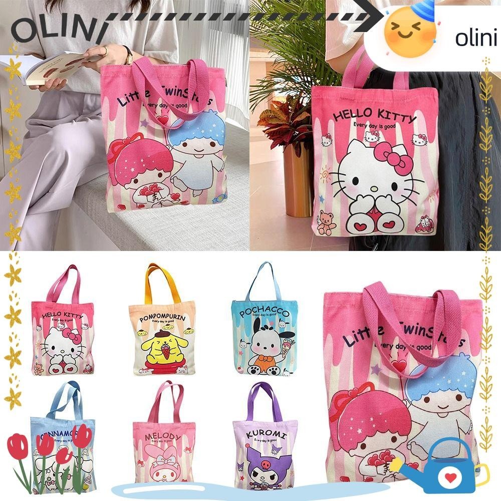 Olini Tote Bag,ขนาดใหญ่ความจุMelody Cinnamorol Kuromi Crossbody Bag,อะนิเมะไหล่กระเป๋าแต่งหน้าเครื่องมือการ์ตูนกล่องอาหารกลางวันกระเป๋าMessengerสําหรับเด็ก