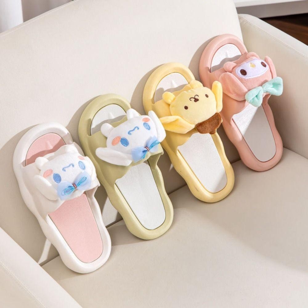LYNDON Kawaii รองเท้าแตะเด็กผู้หญิง, Cinnamoroll การ์ตูนหอพักรองเท้าแตะ, สวมใส่ Anti-Slip อะนิเมะนุ่มหนารองเท้าในครัวเรือนหญิง