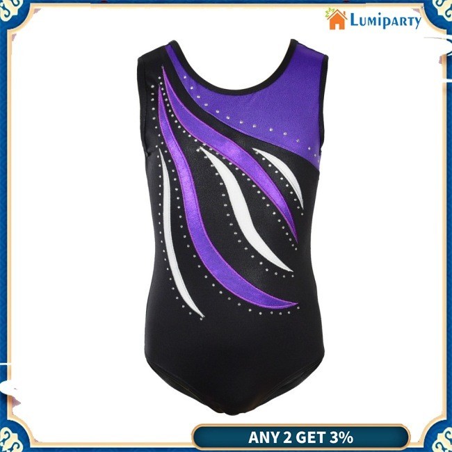 Lumiparty เด็กยิมนาสติก Leotard Romper,รอบคอ Leotards เต้นรํา Romper กางเกงขาสั้นสําหรับสาววัยรุ่นเด็กเต้นรํา