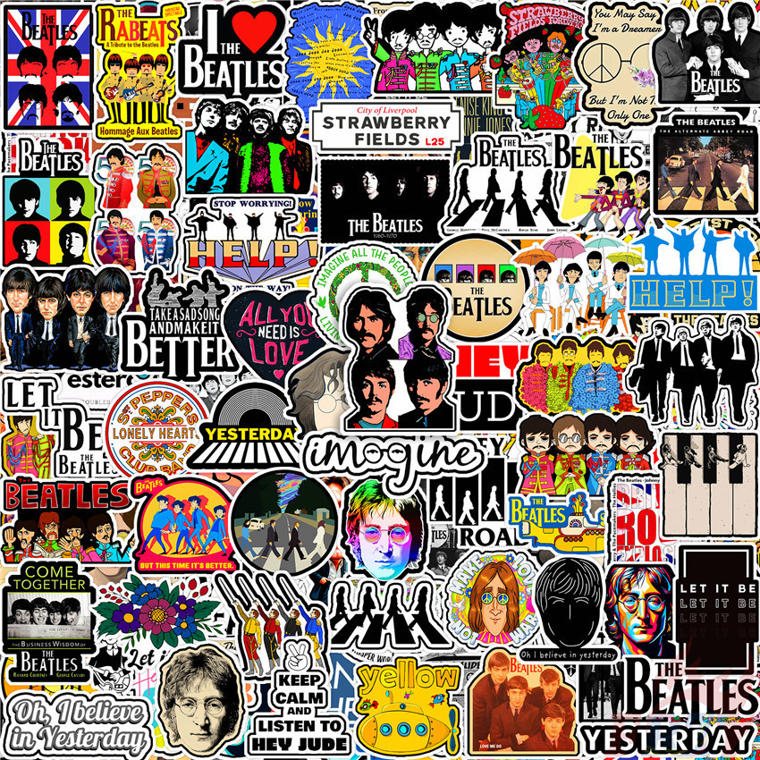 100Pcs/Set ★★★ Rock Band . The Beatles Mini Diary Manual Stickers ★★★ DIY Fashion Scrapbooks Album Decor Decals Stickers（Size：2~3cm）