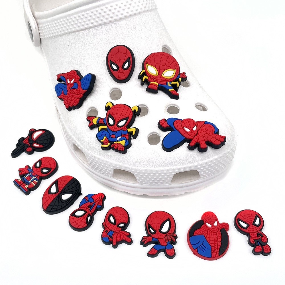 [Spider-Man ] Jibbitz ชุดตัวติดรองเท้าเซต ตัวติดรองเท้ามีรู จิ๊บบิท Charms ตกแต่งน่ารัก