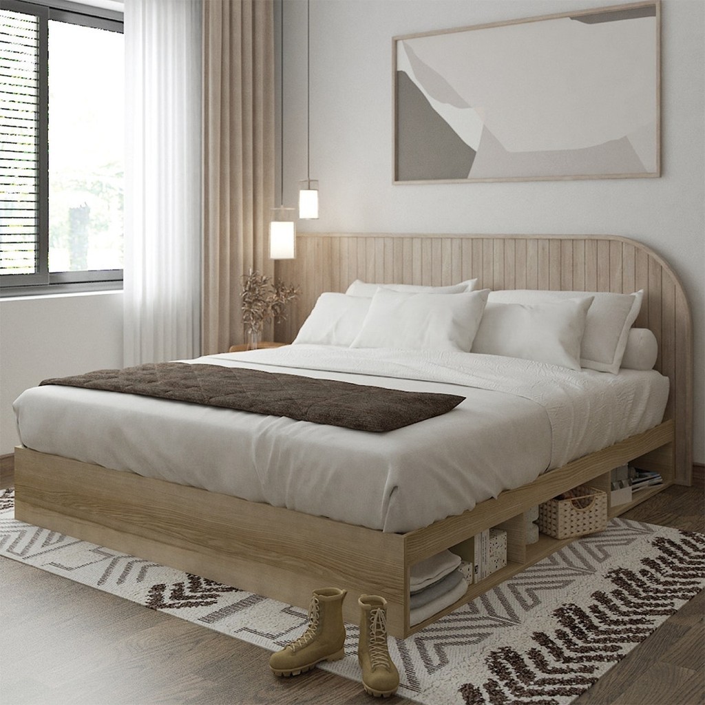Koncept Furniture เตียง 6 ฟุต KC-PLAY รุ่น FANTASY-B สีไม้อ่อน (186x203x28.5 ซม.) แบรนด์ KONCEPT FURNITURE