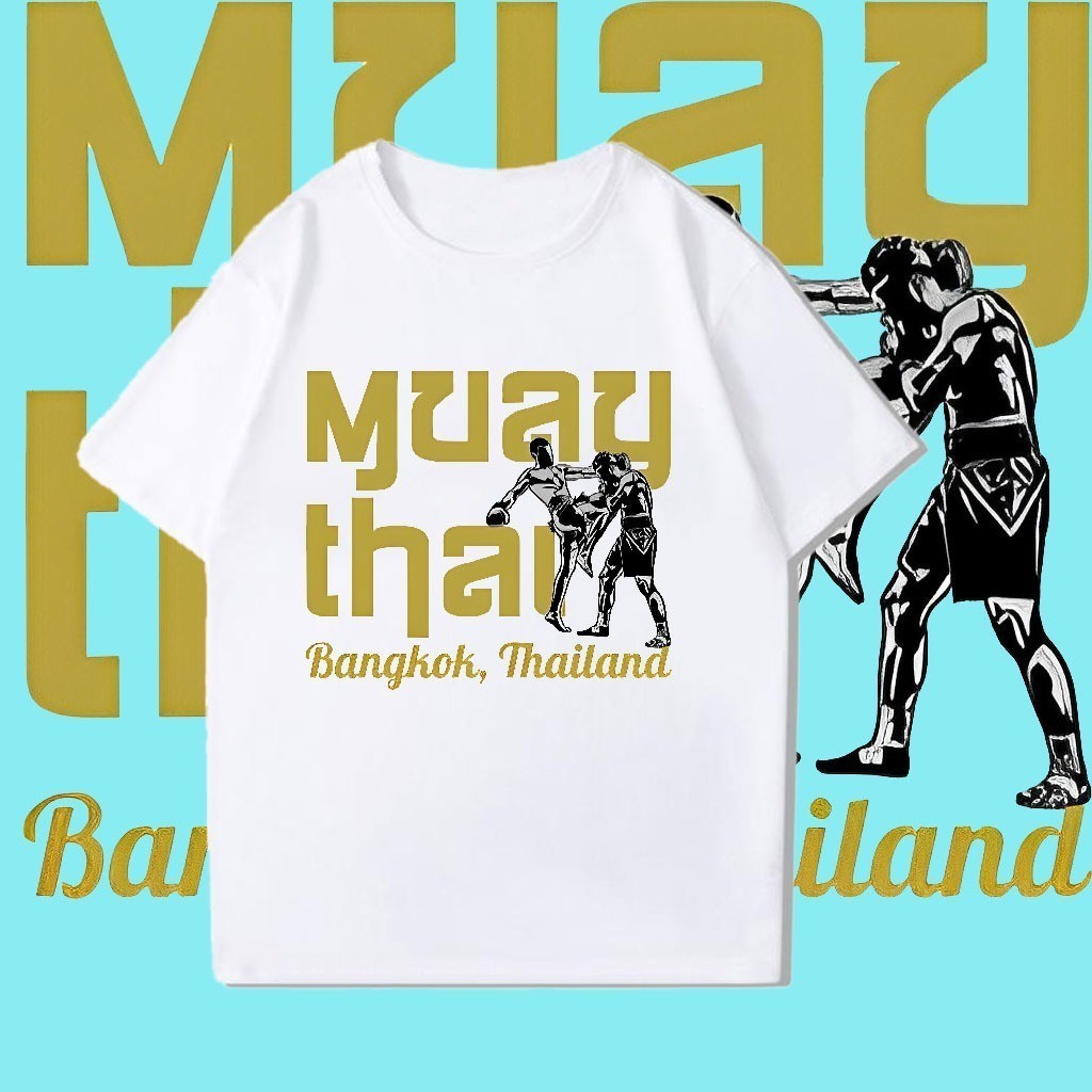 เสื้อยืด  Muay Thai Fighting Black MMA ไม่จำกัดเพศ ราคาถูก ฝ้าย 100% ขนาด S-5XL newS-5XL