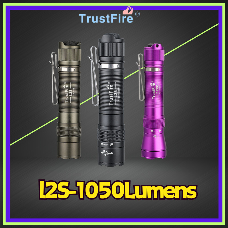 Trustfire L2S ไฟฉายยุทธวิธี 1050Lumens IPX6 14500 ชาร์จไฟฉาย Tyce C USB ชาร์จโคมไฟพร้อมฟังก์ชั่นหน่ว