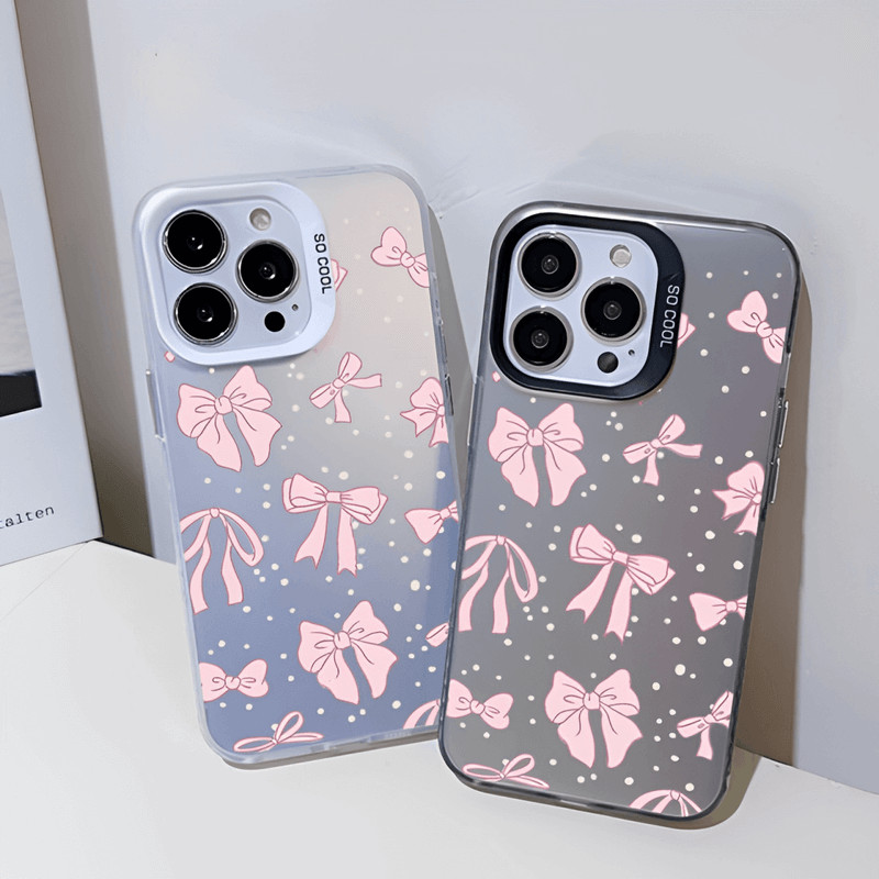 เคส For Samsung Galaxy S24 Ultra S23 S24+ S23+ S22+ S21+ S20+ S10+ Plus S22 S21 Pro S20 FE 5G A50 A50S A30S A20 A30 M10 A10 A20S A10S M01S J2 2018 Prime Luxury Girly Pink Shockproof Hard Phone Case Full Screen Lovely Bowknot Cover 1YKC 03