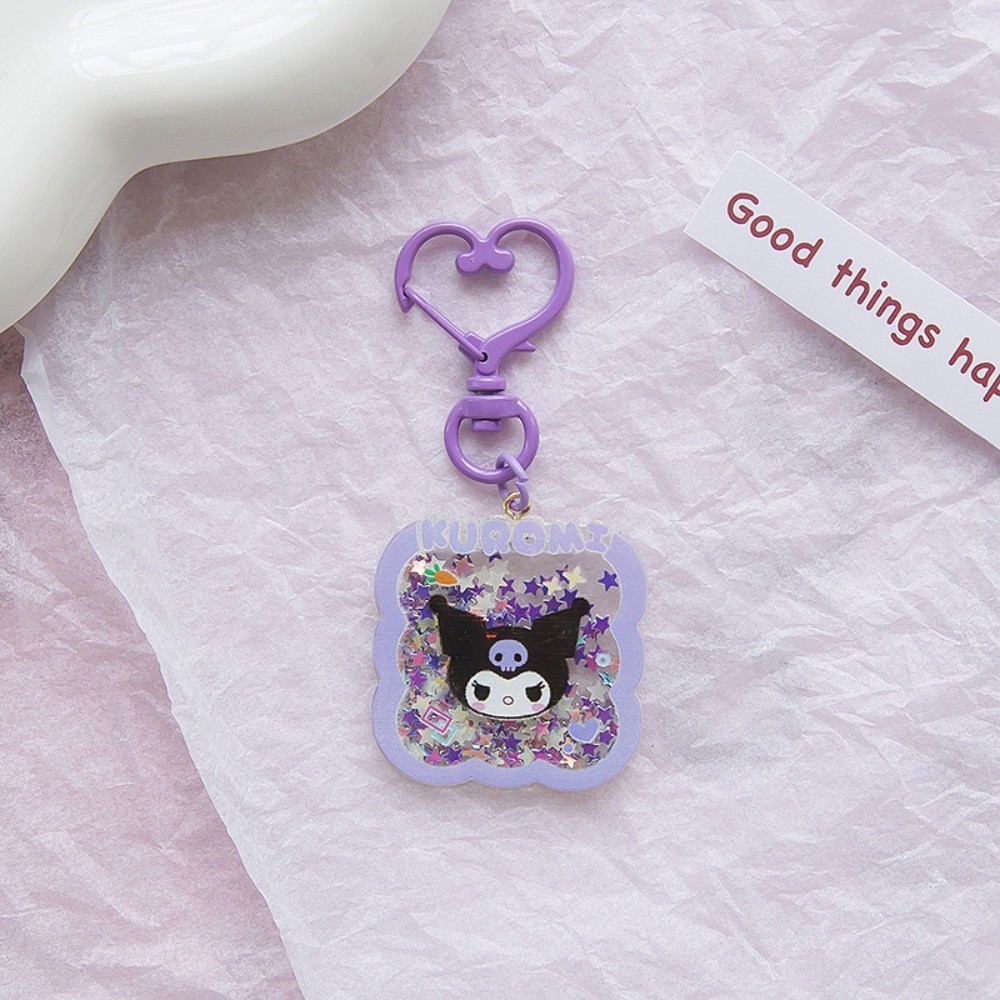 พวงกุญแจ Creative Sanrio Glitter Sequins ins สไตล์จี้สาวหัวใจ Handmade น่ารักอะคริลิคเขย่าชิ้น