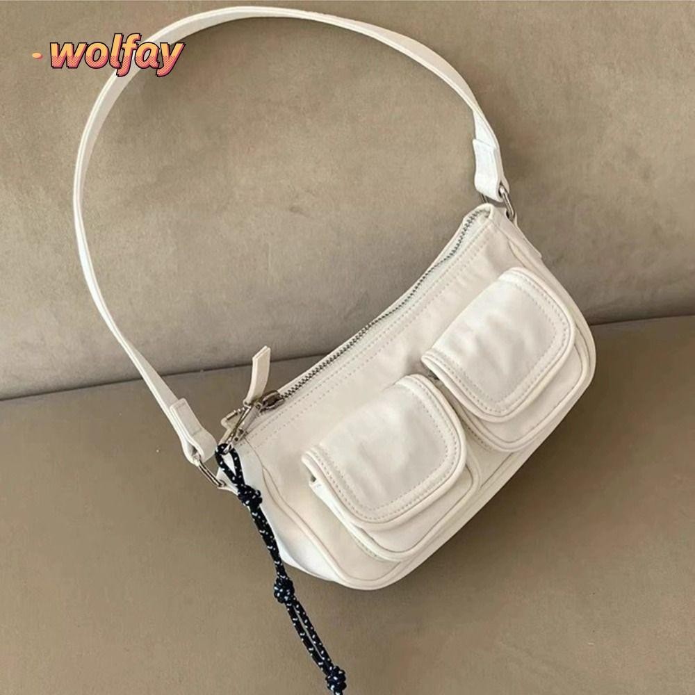 Wolfay Satchel Hobo Bag, Retro Solid Color Crossbody Bags, Luxury Design Nylon High-capacity Shoulder Bag