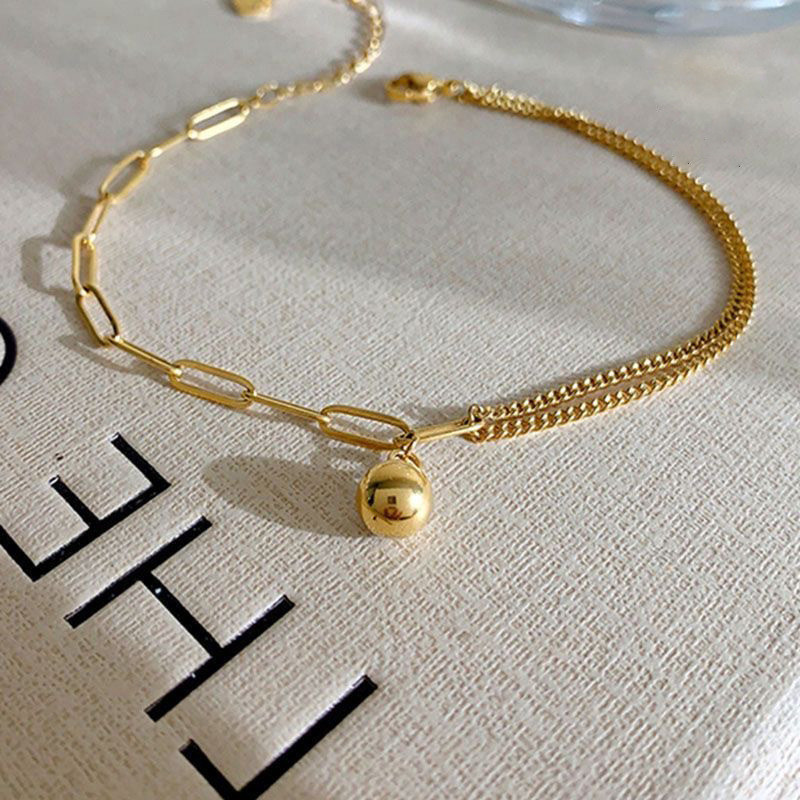 Ht Titanium Steel Responsive Bracelet Female Influencer Small Golden Ball Stainless Steel Plated 18k Gold