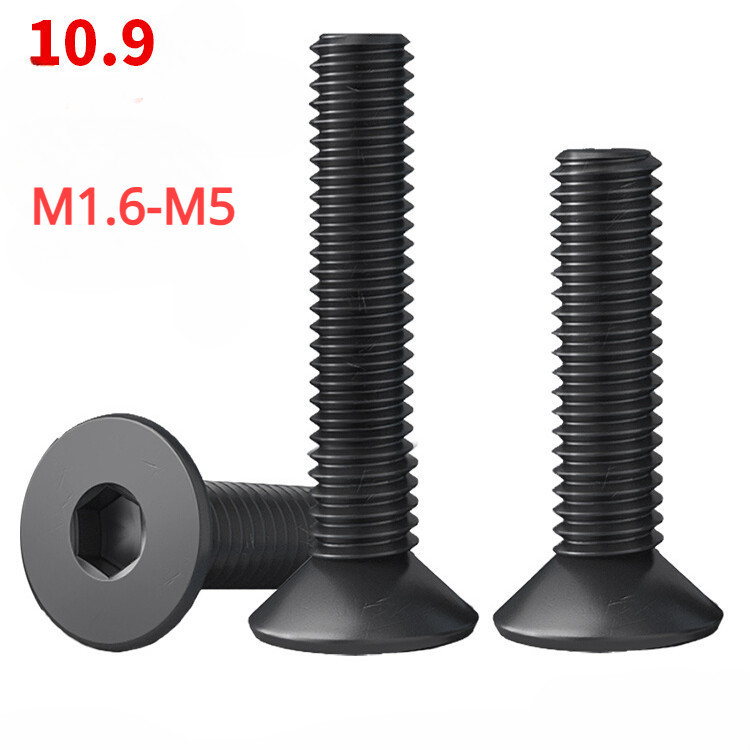 [YMH1] M1.6M2M2.5M3M4M5 น็อตดำ หัวจมเตเปอร์ เกรด 10.9 แข็งพิเศษ สกรูชุบแข็งดำ เกลียวมิล ตลอด หยาบ / Hex Socket Head Cap Machine