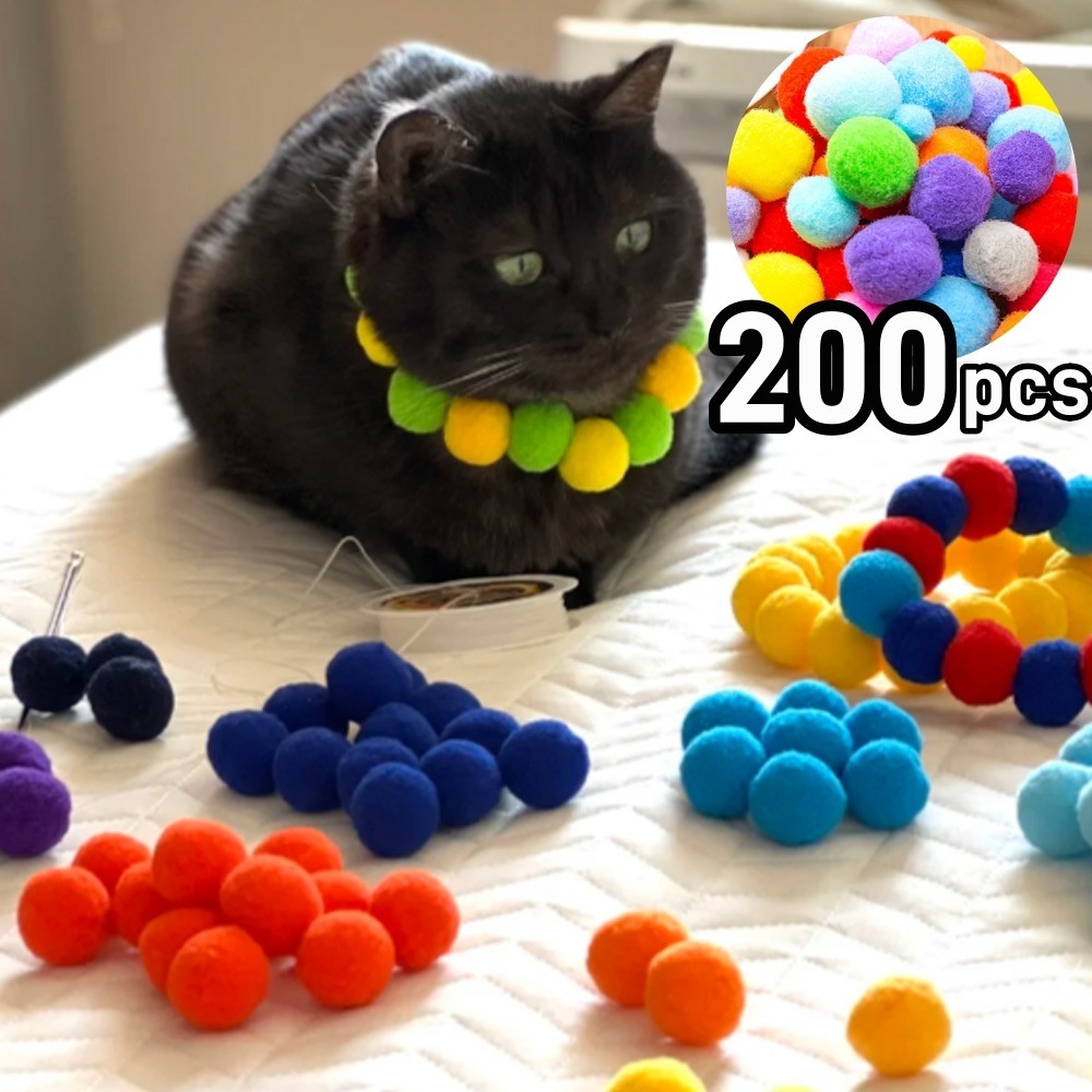 200 ชิ้นเด็กหัตถกรรมอุปกรณ์ศิลปะชุด Hairball Hair Ball อุปกรณ์เสริมปุ่ม DIY Creative Craft ของเล่นของขวัญ